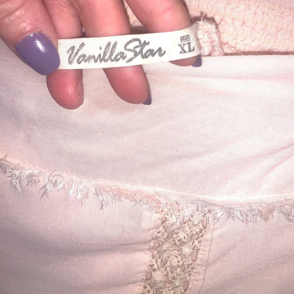 Vanilla Star Pale Pink stretchy frayed distressed double layered shorts XL